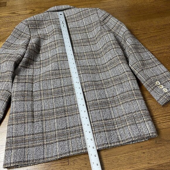 ZOW ZOW Blazer Women’s M Double Breasted Brown Plaid Tweed Peak Academia Jacket - Picture 12 of 14